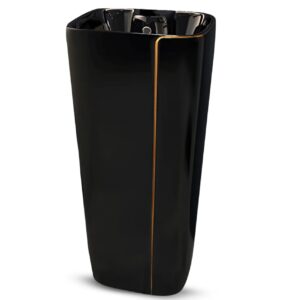Lavatorio Pedestal LIORA - NEGRO & LINEA DORADA
